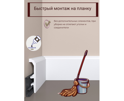 Напольный плинтус с монтажной планкой П24 100-20