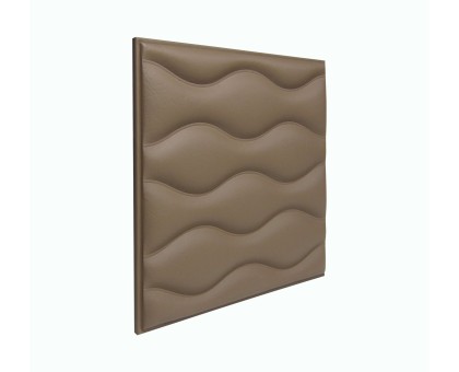 Мягкая стеновая панель из экокожи Wave 400 х 400 мм - Coffee