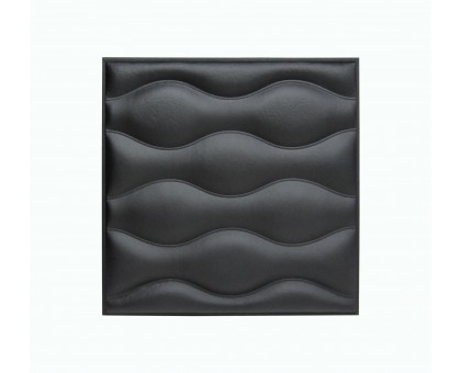 Мягкая стеновая панель из экокожи Wave 400 х 400 мм - Black