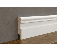 Плинтус под покраску AP28, белый, с пазом под 20 молдинг, 80x16x2400 мм, МДФ