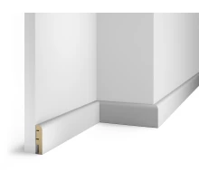 Плинтус под покраску, белый, 60x16x2400 мм, с пазом, AP02